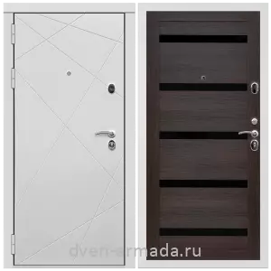 Дверь входная Армада Тесла МДФ 16 мм / МДФ 16 мм СБ-14 Эковенге стекло черное