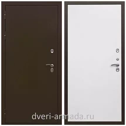Дверь входная уличная в квартиру Армада Термо Молоток коричневый/ МДФ 10 мм Гладкая белый матовый минеральная плита