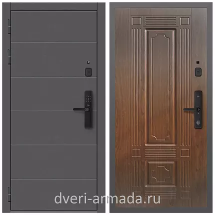 Дверь входная Армада Роуд МДФ 10 мм Kaadas S500 / МДФ 6 мм ФЛ-2 Мореная береза
