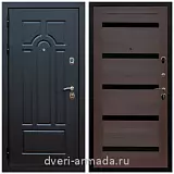 Входные двери венге, Дверь входная Армада Эврика ФЛ-58 / СБ-14 Эковенге стекло черное