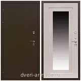 Входные двери с зеркалом и терморазрывом, Дверь входная уличная в дом Армада Термо Молоток коричневый/ ФЛЗ-120 Дуб белёный