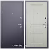 Недорогая дверь входная в квартиру Армада Люкс Антик серебро / ФЛ-243 Лиственница беж с зеркалом широкая