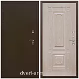 Белые с терморазрывом , Дверь входная стальная уличная для загородного дома Армада Термо Молоток коричневый/ ФЛ-2 Дуб белёный