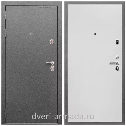 Дверь входная Армада Оптима Антик серебро / МДФ 10 мм Гладкая Белый матовый