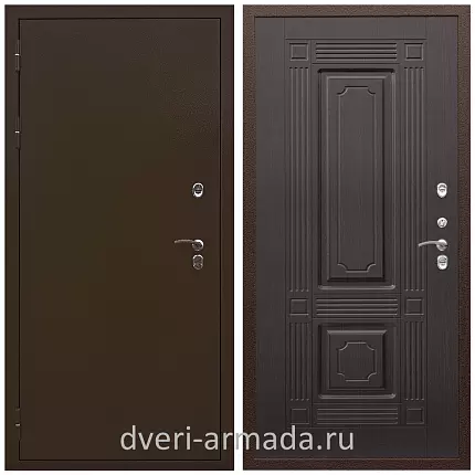 Дверь входная стальная уличная в частный дом Армада Термо Молоток коричневый/ МДФ 6 мм ФЛ-2 Венге теплая с 3 петлями