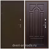 Коричневые входные двери, Металлическая коричневая дверь входная железная уличная для загородного дома Армада Термо Молоток коричневый/ ФЛ-58 Венге с панелями МДФ
