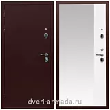 Дверь входная железная Армада Люкс Антик медь / ФЛЗ Панорама-1 Белый матовый одностворчатая